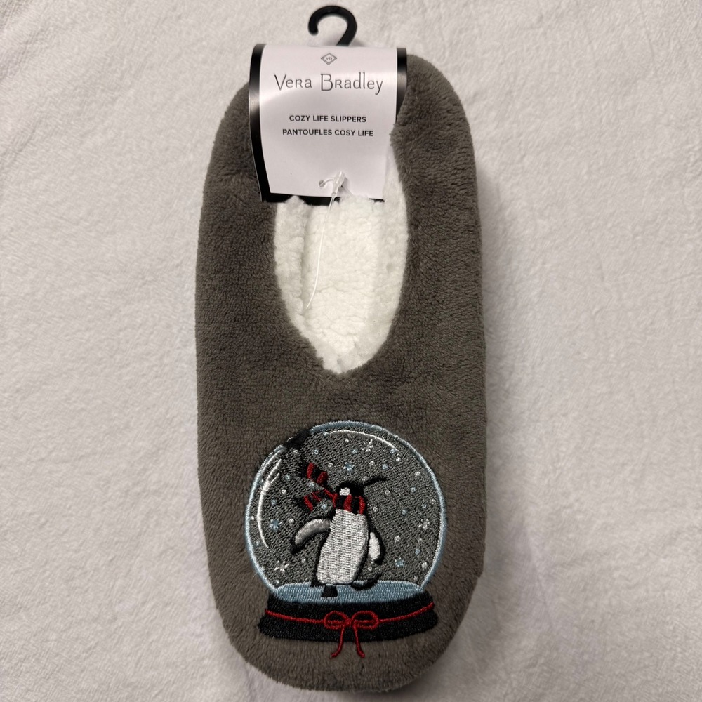 Vera Bradley Cozy Life Slippers Size Small
Penguin Pair Gray Plush Fleece Sherpa